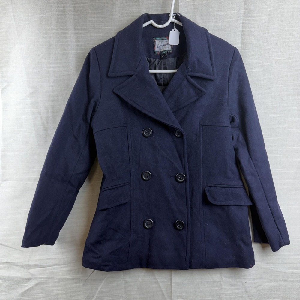 Rothschild Pea Coat Girls 16 Blue Wool Double Breasted‎ Winter Warm Coat Jacket